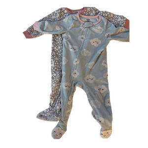 Set of two carters fuzzy baby girls 12 month footie sleepers